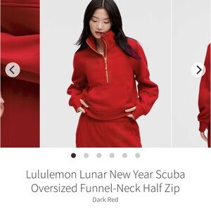 Lululemon LUNAR NEW YEAR Scuba oversized Funnel neck Half Zip Dark Red Sz M/L